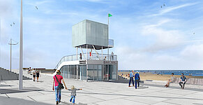Le futur poste de secours de Malo-les-Bains (perspectives réalisées par le cabinet d'architecte TANDEM+ de Lille)