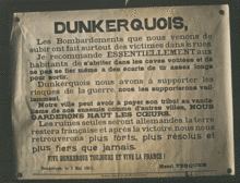 Message à l'attention des dunkerquois (1915)