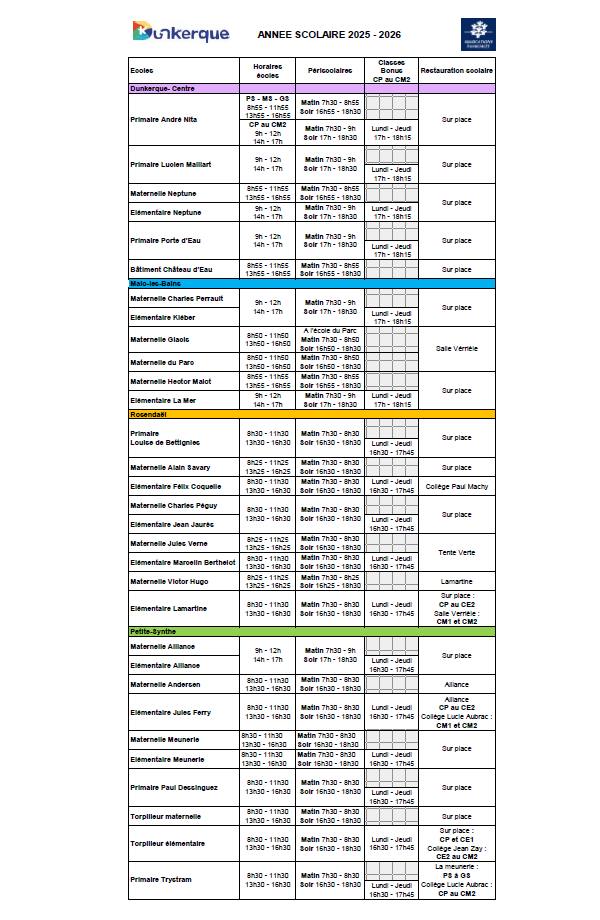 Les accueils périscolaires 2025/2026